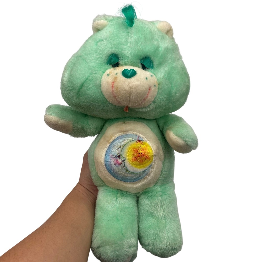 Vintage 1983 Kenner Care Bears Bedtime Bear Green Plush 13 inch Retro Toy
